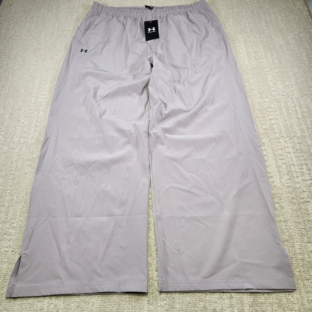 Under Armour Track Pants Women XL Rival Wide‎ Leg Woven Gray Baggy NEW